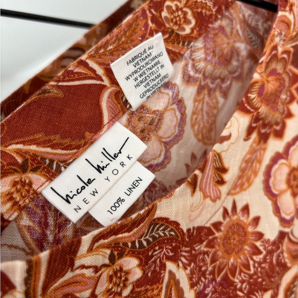 Nicole Miller Linen Bohemian Top - Picture 2 of 4